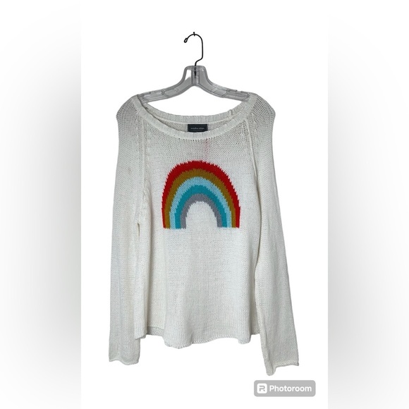 Wooden Ships Long Sleeve Cotton Blend Knit Sweater with Rainbow Size S/M‎ NWT! - Picture 1 of 8